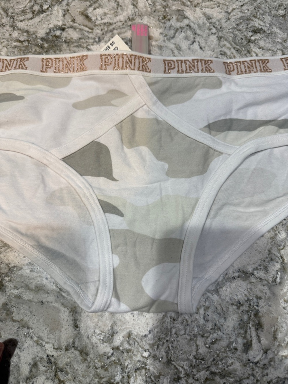 PINK Victoria's Secret White and Gray Camo Hipster Bikini Panty - Picture 4 of 6